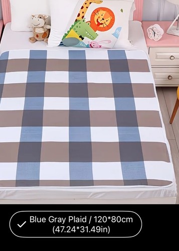 Blue grey plaid waterproof - grey, bed